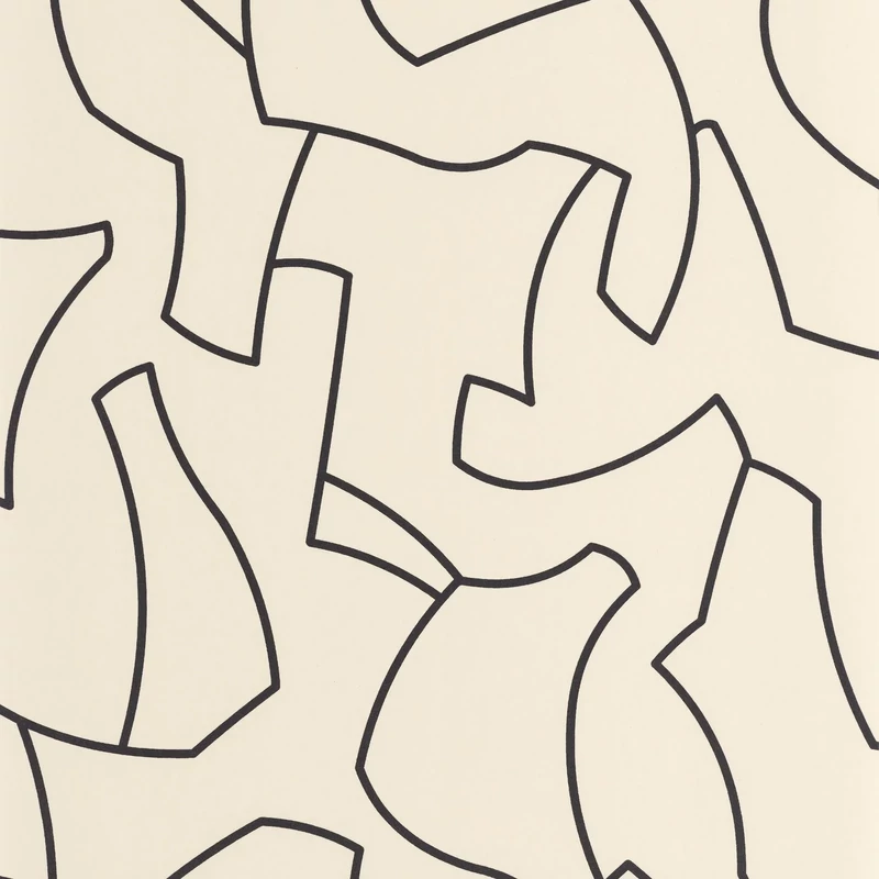 Casasdeco Vonal mintás absztrakt fekete-bézs vlies tapéta Maze Game Noir 53 cm X 10 m