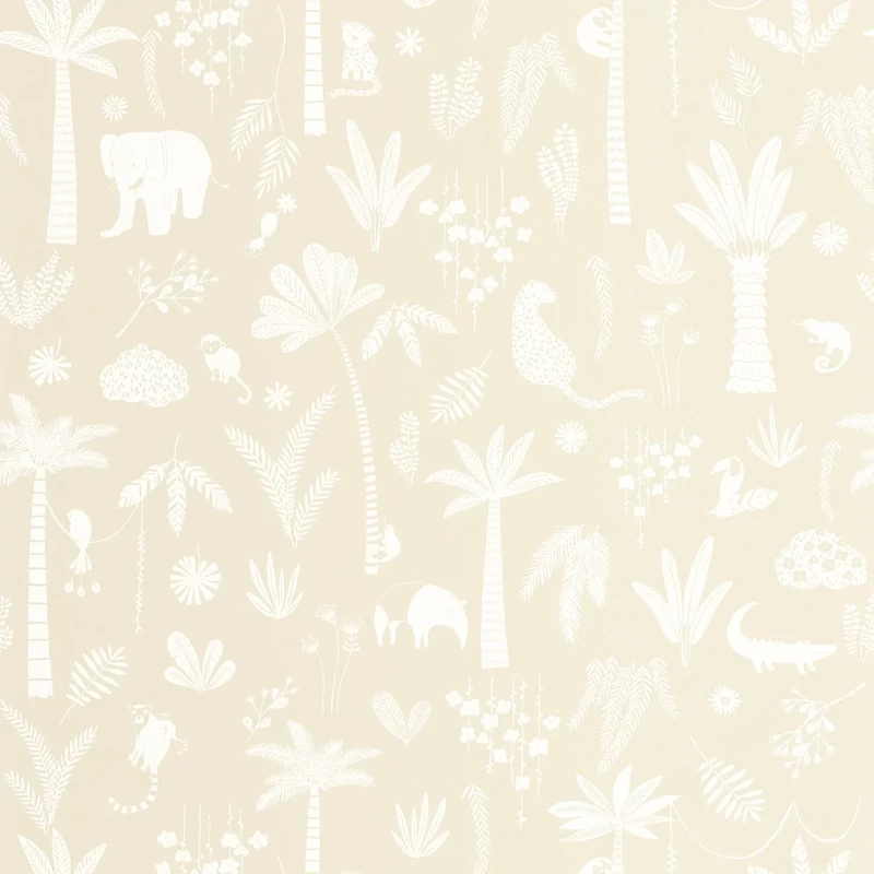 Casadeco Állatos dzsungel mintás bézs vlies tapéta Poetic Jungle Lin 53 cm X 10 m