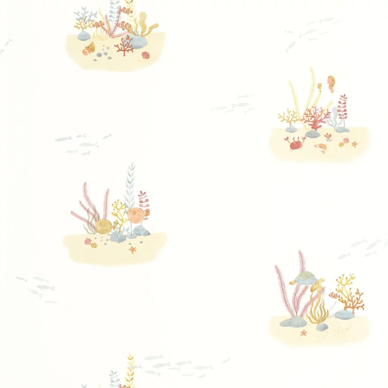 Casadeco Korallzátony mintás piros-fehér vlies tapéta Coral Reef Rouge Corail 53 cm X 10 m