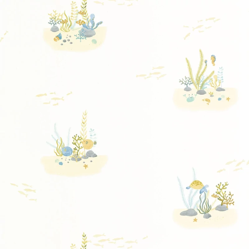 Casadeco Korallzátony mintás kék-fehér vlies tapéta Coral Reef Vert Aqua 53 cm X 10 m