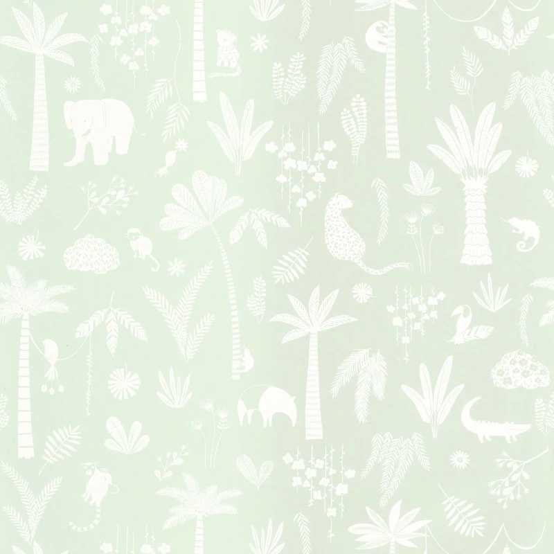 Casadeco Állatos dzsungel mintás világoskék vlies tapéta Poetic Jungle Bleu Lagon 53 cm X 10 m