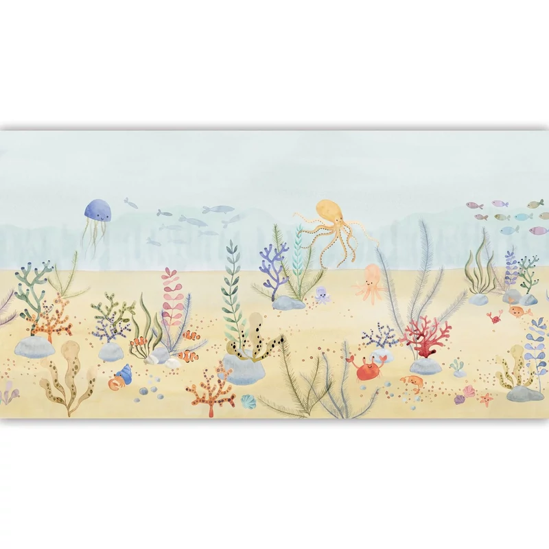 Casadeco Óceán mintás széles vlies bordűr Ocean Floor Multico 53 cm X 4 m