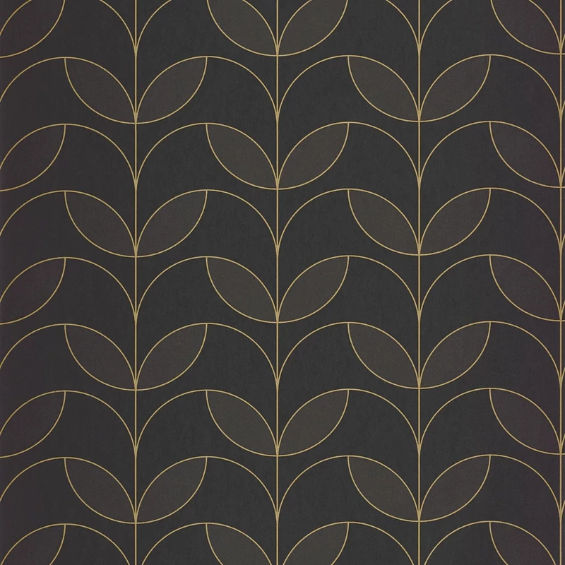 Casadeco Elegáns fekete vlies tapéta metál fénnyel Mistinguett Noir Fusain 53 cm X 10 m