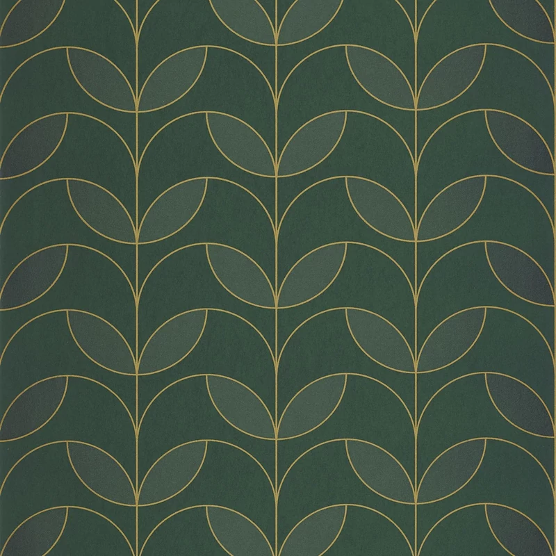 Casadeco Elegáns zöld vlies tapéta metál fénnyel Mistinguett Vert Empire 53 cm X 10 m