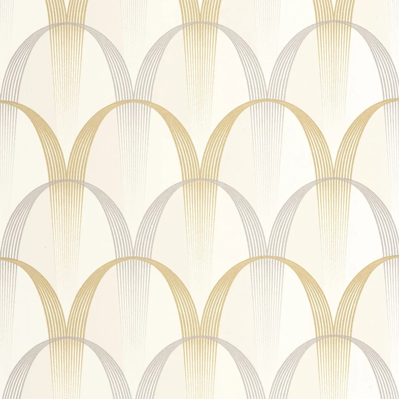 Casadeco Geometrikus sárga-fehér vlies tapéta Entree Des Artistes Blanc Calcaire/Gris 53 cm X 10 m