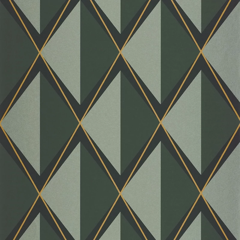 Casadeco Zöld vlies tapéta geometrikus mintával Chaplin Vert Taiga 53 cm X 10 m