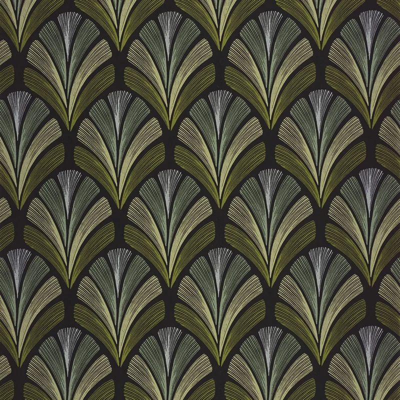 Casadeco Elegáns Art deco oliva színű vlies tapéta Folies St James Vert Olive 53 cm X 10 m