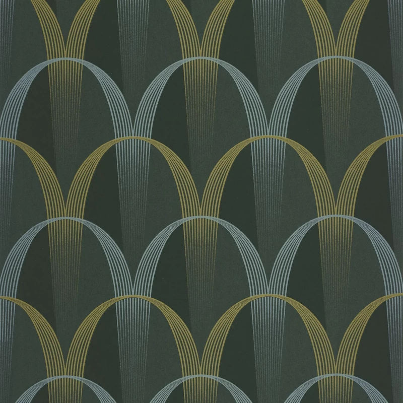 Casadeco Geometrikus zöld vlies tapéta Entree Des Artistes Vert Taiga 53 cm X 10 m