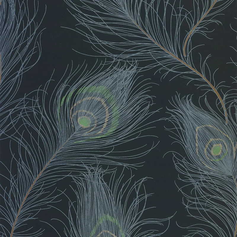 Casadeco Pávatoll mintás sötétkék vlies tapéta Revue Bleu Petrole 53 cm X 10 m