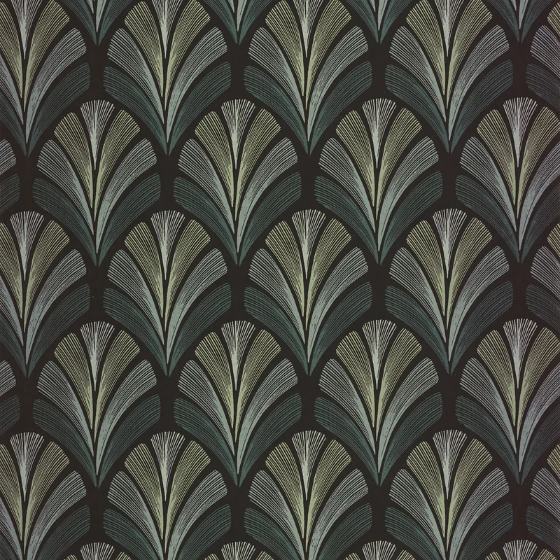 Casadeco Elegáns Art deco kékes zöld vlies tapéta Folies St James Vert Taiga 53 cm X 10 m