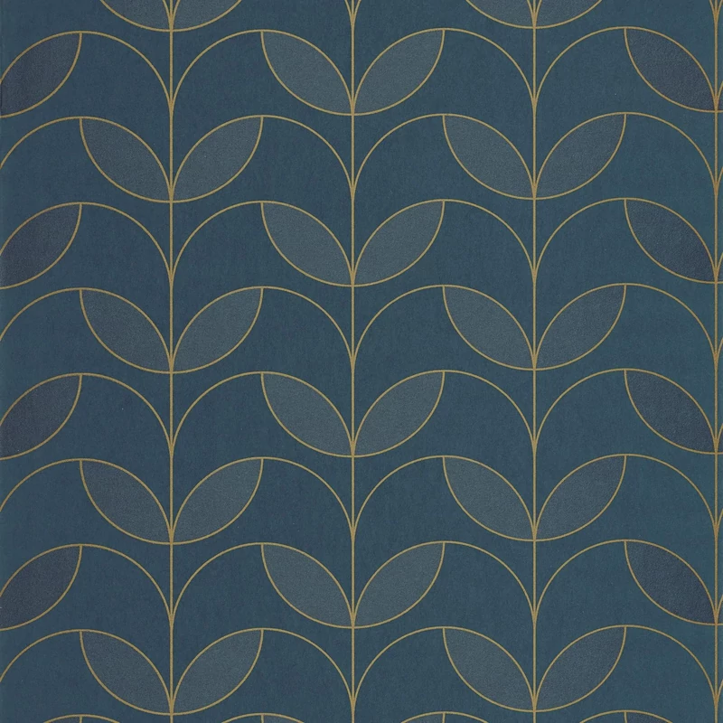 Casadeco Elegáns kék vlies tapéta metál fénnyel Mistinguett Bleu Petrole 53 cm X 10 m