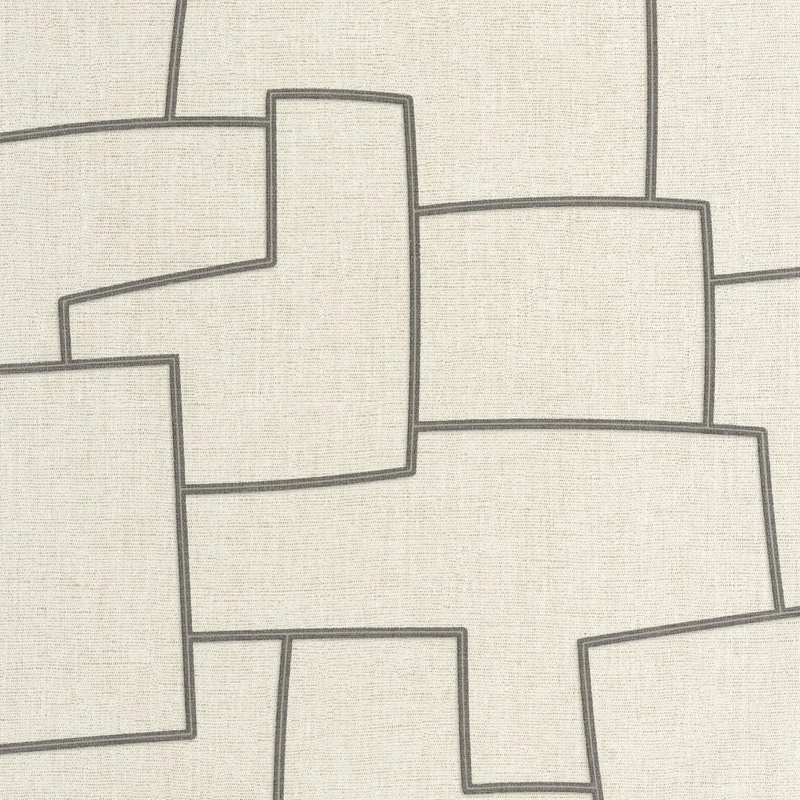 Casadeco Absztrakt geometriai mintás drapp-fekete vinyl tapéta Inca Grege/Noir 53 cm  X 10 m