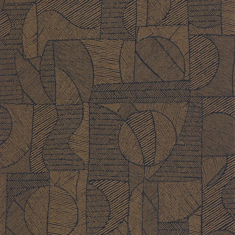 Casadeco Geometriai mintás modern sötétkék-arany vinyl tapéta Baman Encre 53 cm X 10 m