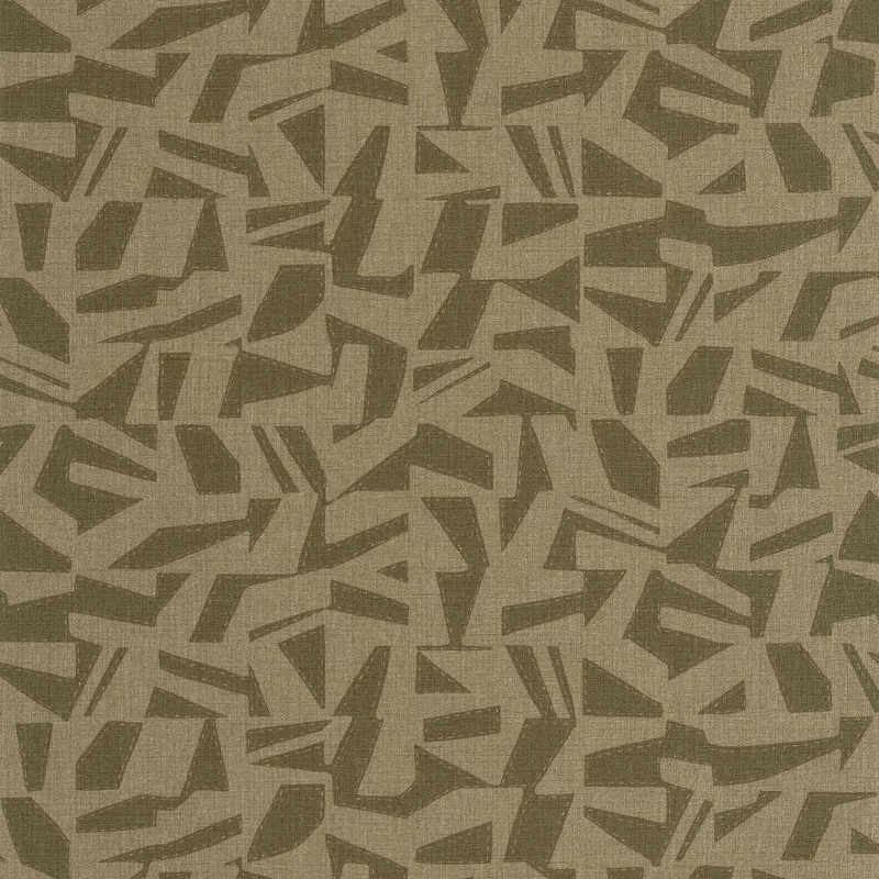 Casadeco Grafikai mintás barnás zöld vinyl tapéta Sanara Tabac 53 cm X 10 m