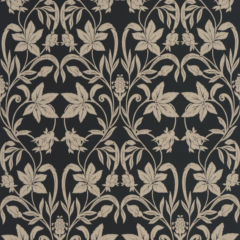 Casadeco virág mintás fekete vlies tapéta Primrose Noir Fusain 53 cm X 10 m