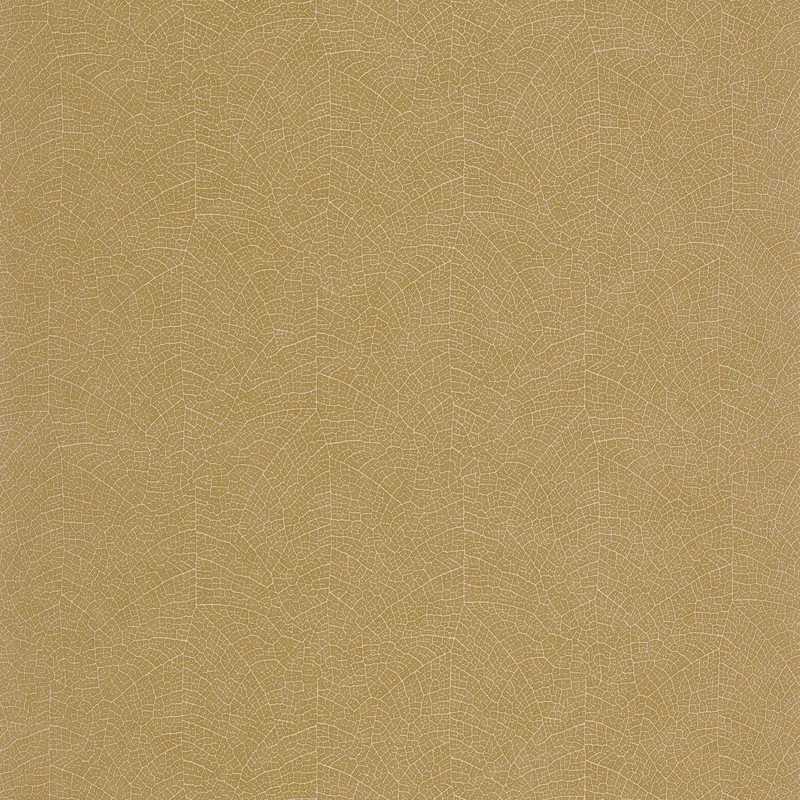 Casadeco Levélerezetes sárgás barna vinyl tapéta Nola Jaune Curry 53 cm X 10 m