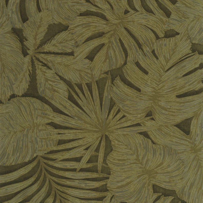 Casadeco Pálmalevél mintás keki vinyl tapéta Granada Vert Kaki 53 cm X 10 m
