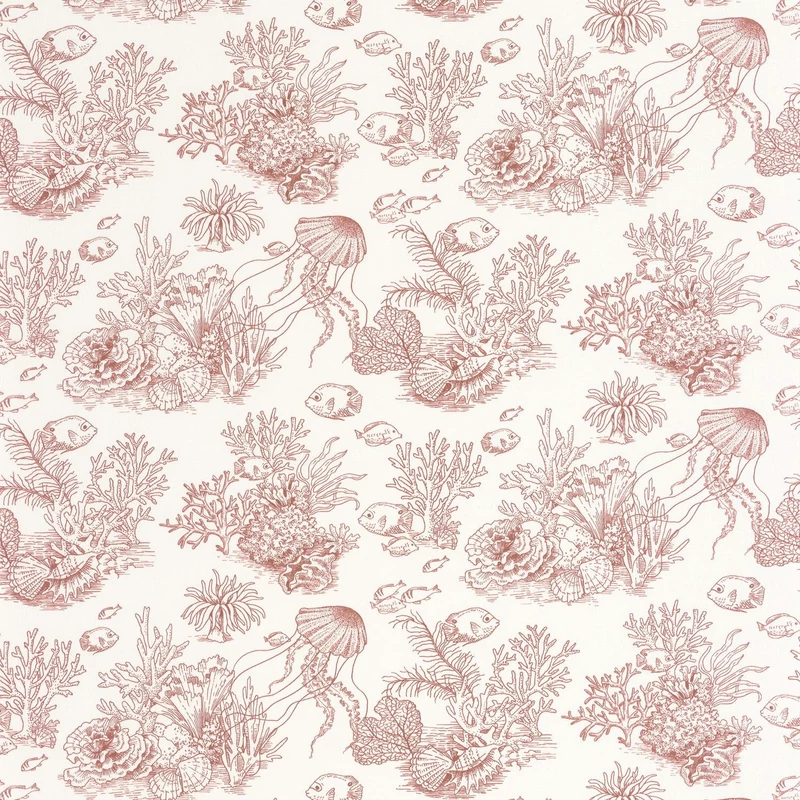 Casadeco Korallzátony mintás piros vinyl tapéta Cote Sauvage Rouge Ecrevisse 53 cm X 10 m