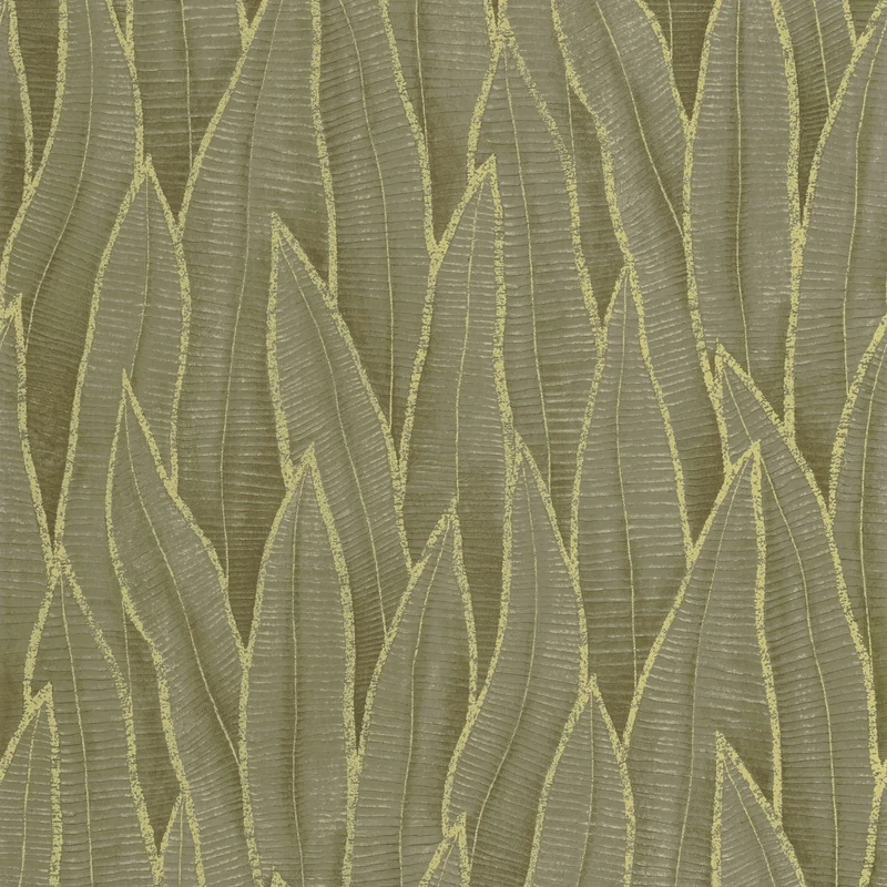 Casadeco mohazöld szanzavéra levélmintás vlies tapéta Sansevieria Vert Mousse 53 cm X 10 m