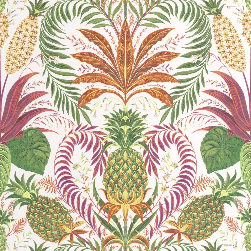 Casadeco egzotikus ananászos színes vlies tapéta Samba Fuchsia 53 cm X 10 m