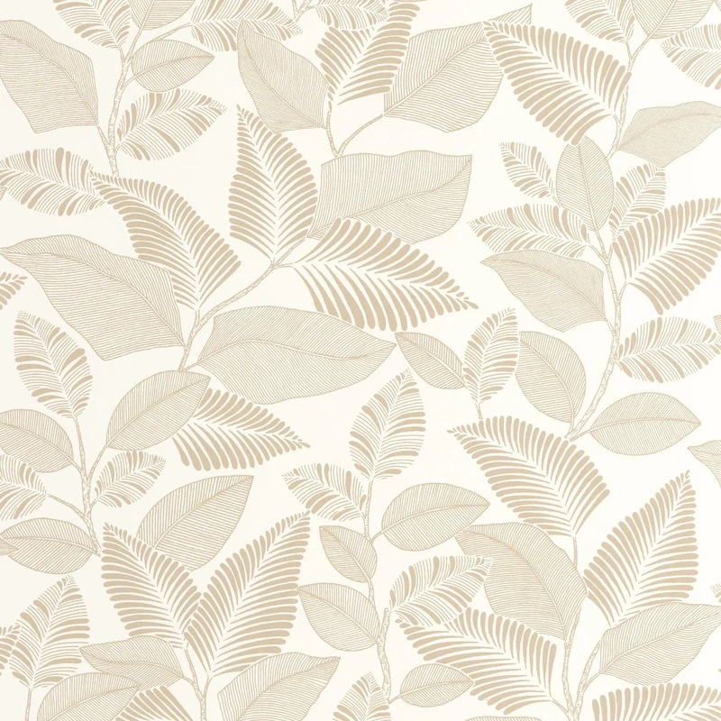 Casadeco bézs levélmintás vlies tapéta Paraty Beige Ficelle 53 cm X 10 m