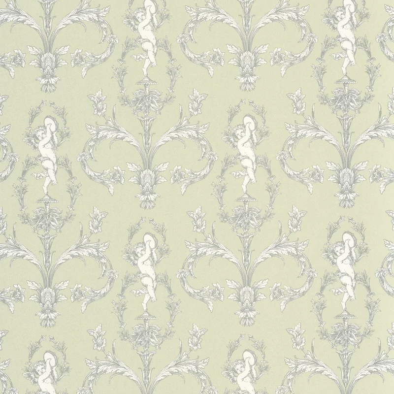 Casadeco angyal mintás zöld vlies tapéta Seraphin Vert Amande 53 cm X 10 m