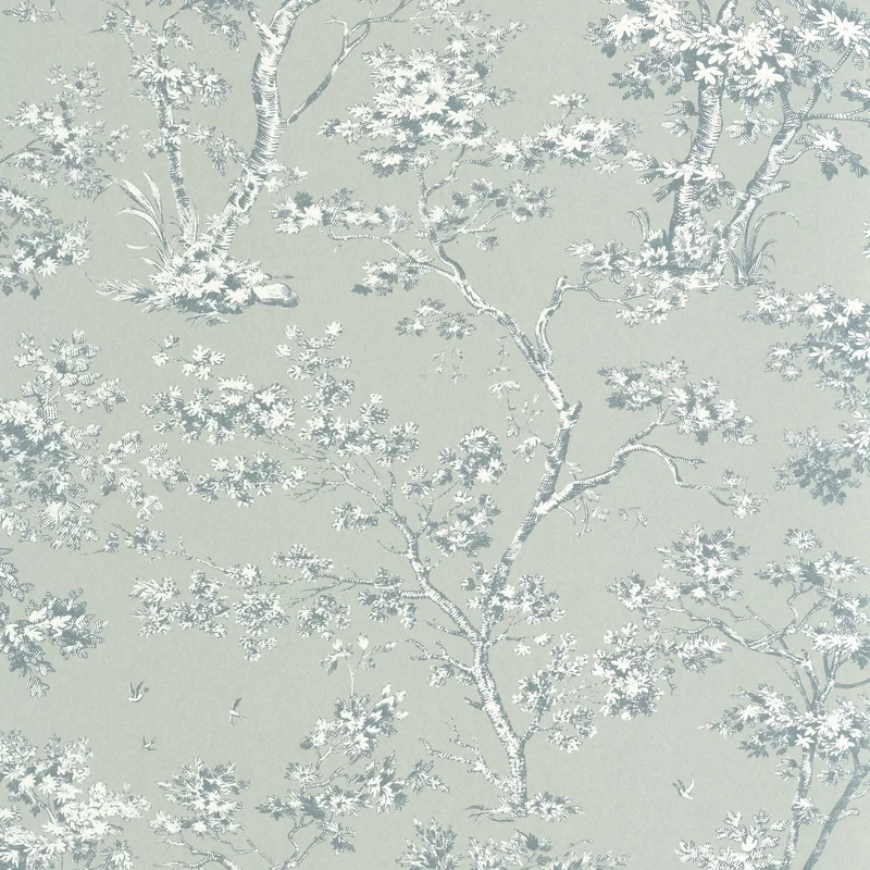 Casadeco szürkészöld fa mintás vlies tapéta Arbre Vert Amande 53 cm X 10 m