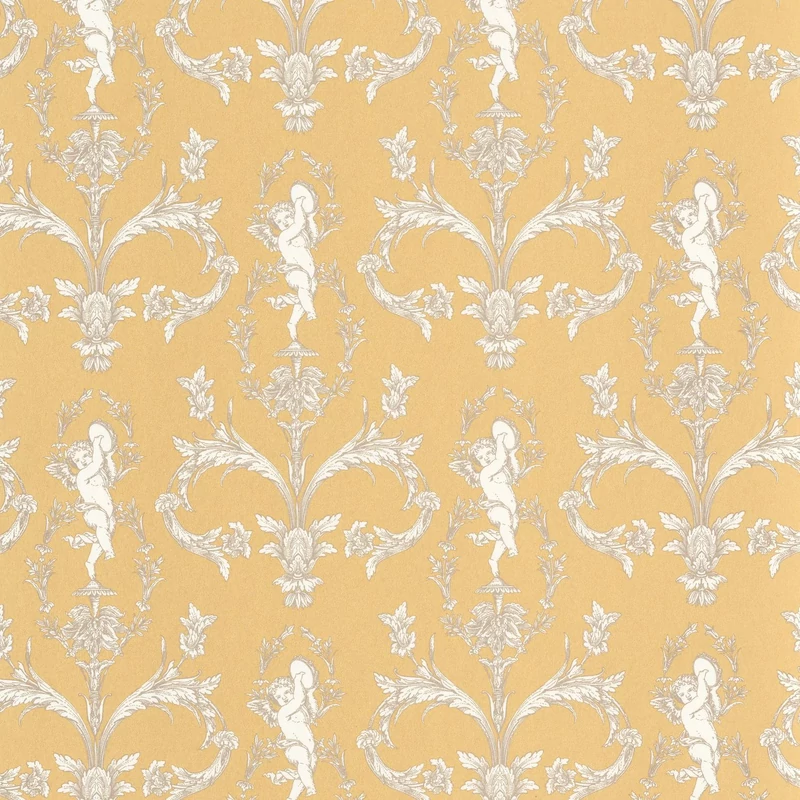 Casadeco angyal mintás napsárga vlies tapéta Seraphin Jaune Soleil 53 cm X 10 m