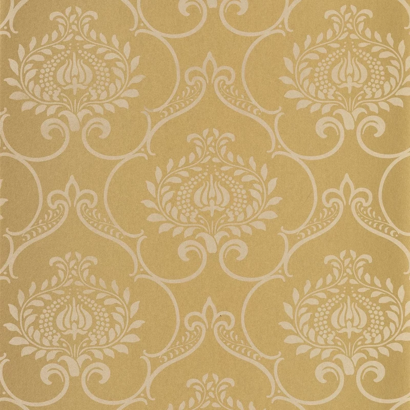 Casadeco Retro mintás sárga vlies tapéta szatén fénnyel Panache Mordore 53 cm X 10 m