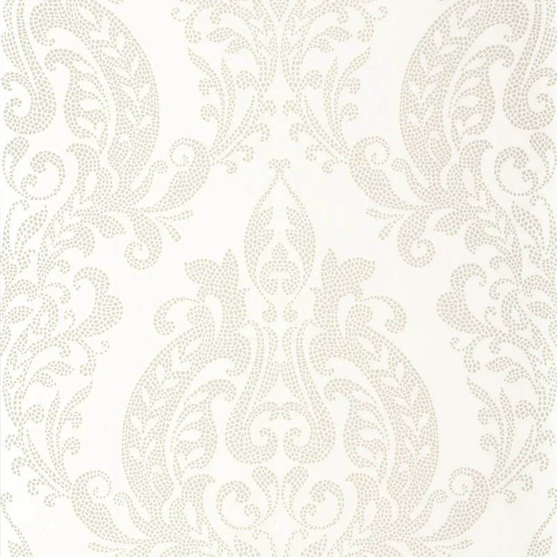 Casadeco Klasszikus damaszt mintás fehér vlies tapéta finom arany fénnyel Quintessence White 53 cm X 10 m