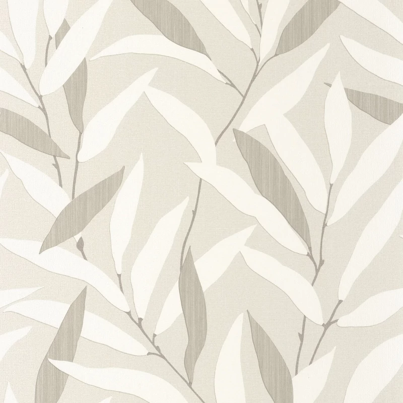 Casadeco Bambuszlevél mintás bézs vinyl tapéta Alba Blanc Craie 53 cm X 10 m