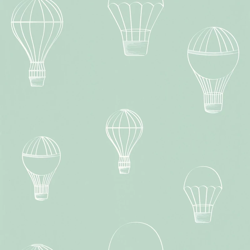 Caselio Hőlégballonos zöld vlies tapéta Voyager Menthe 53 cm X 10 m