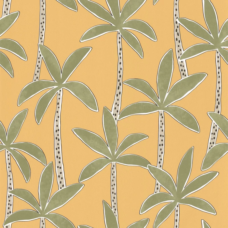 Caselio Pálmafás sárga vlies tapéta Se Balancer Curry 53 cm X 10 m