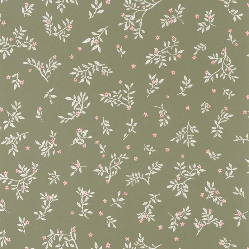 Caselio Romanitkus apró virágos keki zöld vinyl tapéta Callisto Kaki Rose 53 cm X 10 m