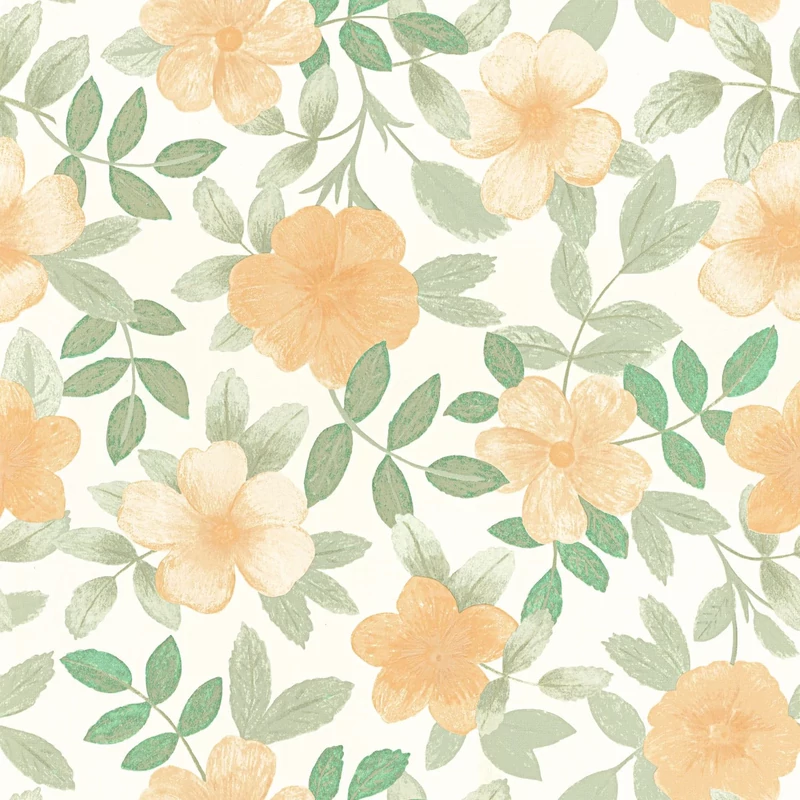 Caselio Virág mintás zöld-sárga vinyl tapéta Gaia Vert Orange 53 cm X 10 m