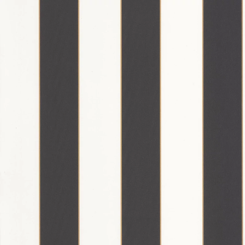 Caselio Elegáns csíkos fekete-fehér vinyl tapéta arany széllel Moonlight Golden Lines Noir Or 53 cm X 10 m