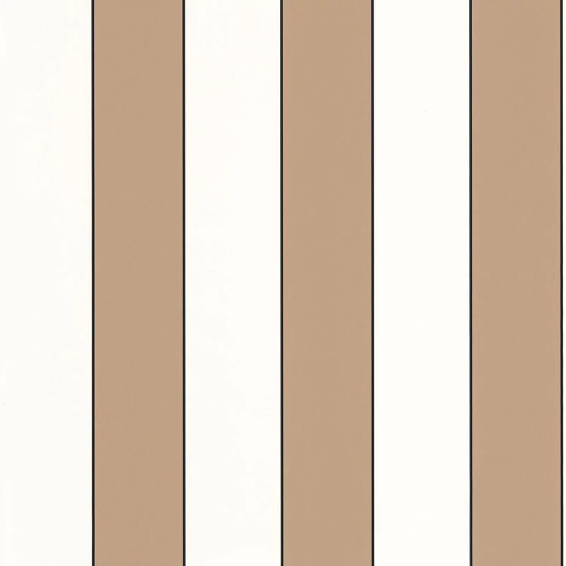 Caselio Elegáns csíkos barna vinyl tapéta fekete széllel Moonlight Golden Lines Camel Blanc 53 cm X 10 m