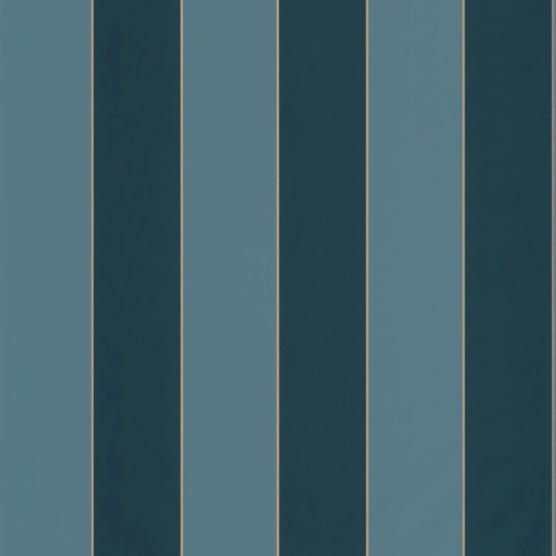 Caselio Elegáns csíkos kék vinyl tapéta arany széllel Moonlight Golden Lines Bleu Paon Ocean 53 cm X 10 m