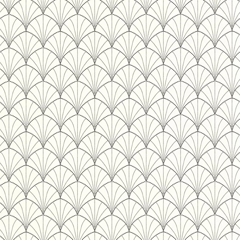 Caselio Pálma mintás art deco fehér-fekete vinyl tapéta Edgar Blanc Noir 53 cm X 10 m