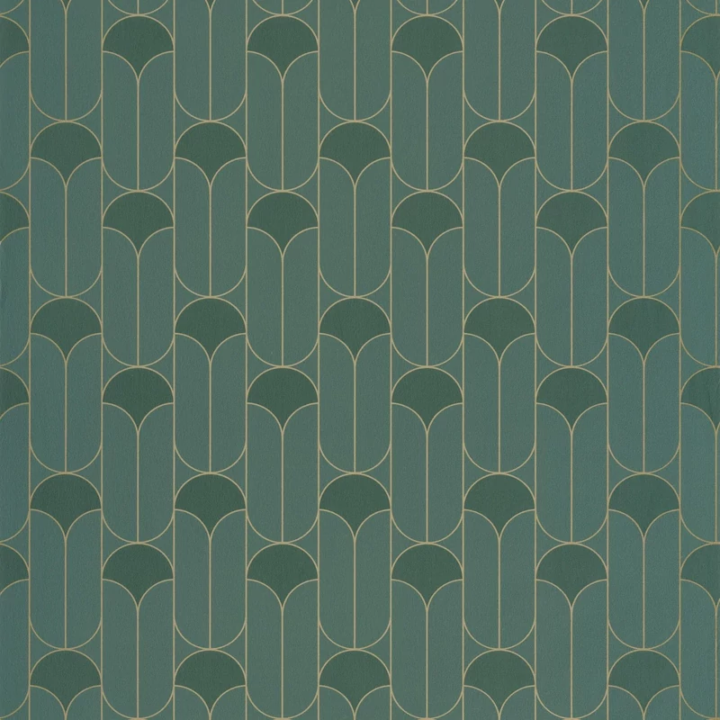 Caselio Geometriai mintás art deco sötétzöld vlies tapéta Paris Vert Anglais 53 cm X 10 m