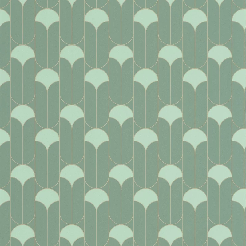 Caselio Geometriai mintás art deco zöld vlies tapéta Paris Vert De Gris 53 cm X 10 m