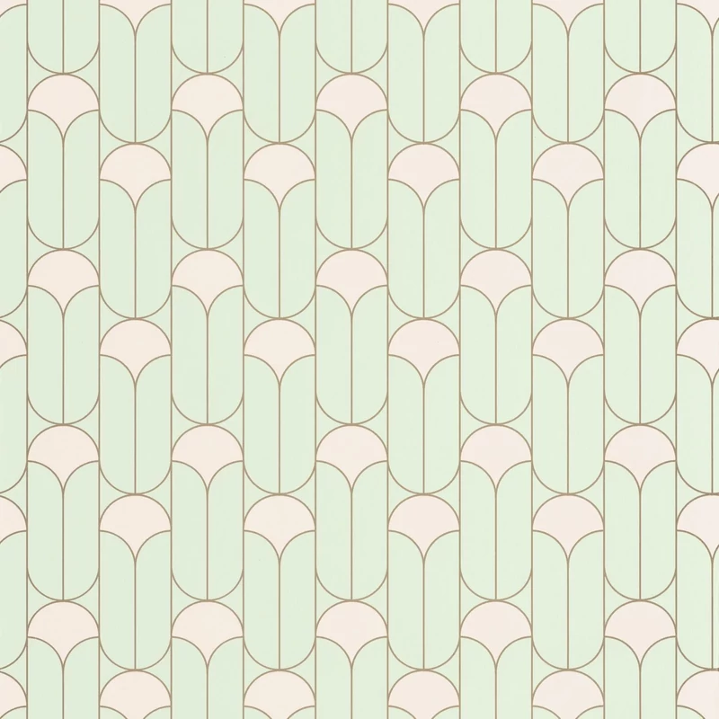 Caselio Geometriai mintás art deco mandulazöld vlies tapéta Paris Vert Amande 53 cm X 10 m