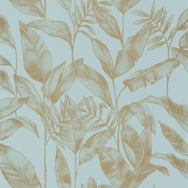 Caselio Elegáns levél mintás kék-arany vlies tapéta Delicate Smoke Blue Dore 53 cm X 10 m