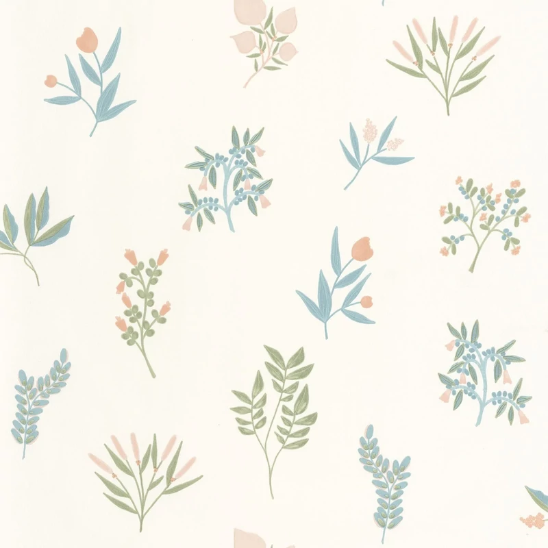 Caselio Fűszernövényes zöld-rózsaszín vinyl tapéta Luck Vieux Rose 53 cm X 10 m