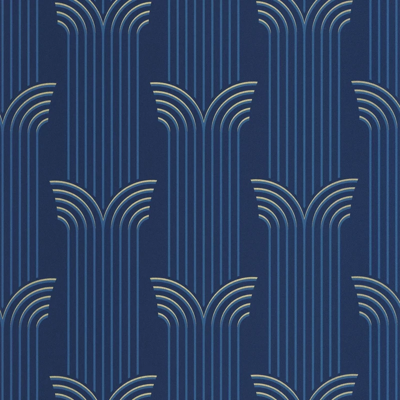 Caselio Art deco kék-arany vinyl tapéta Glamour Bleu Dore 53 cm X 10 m