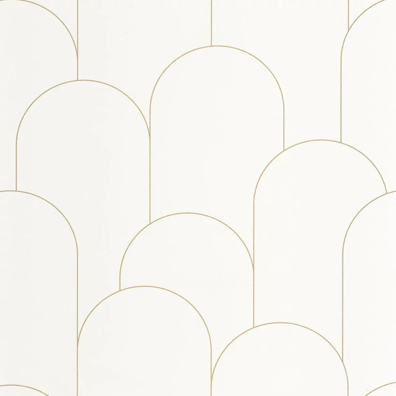 Caselio Elegáns art deco fehér vinyl tapéta Ornament Blanc Dore 53 cm X 10 m