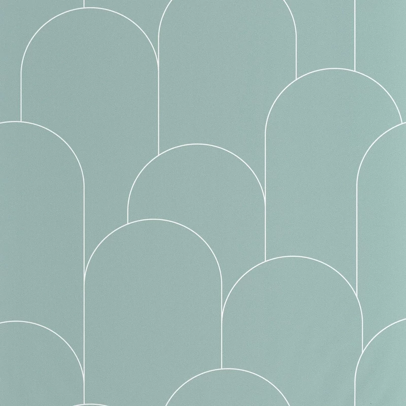 Caselio Elegáns art deco zöld vinyl tapéta Ornament Vert D'Eau Blanc 53 cm X 10 m