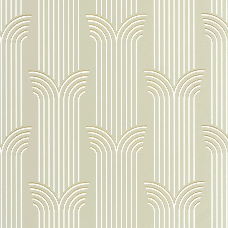 Caselio Art deco zöld-arany vinyl tapéta Glamour Vert Amande Dore 53 cm X 10 m