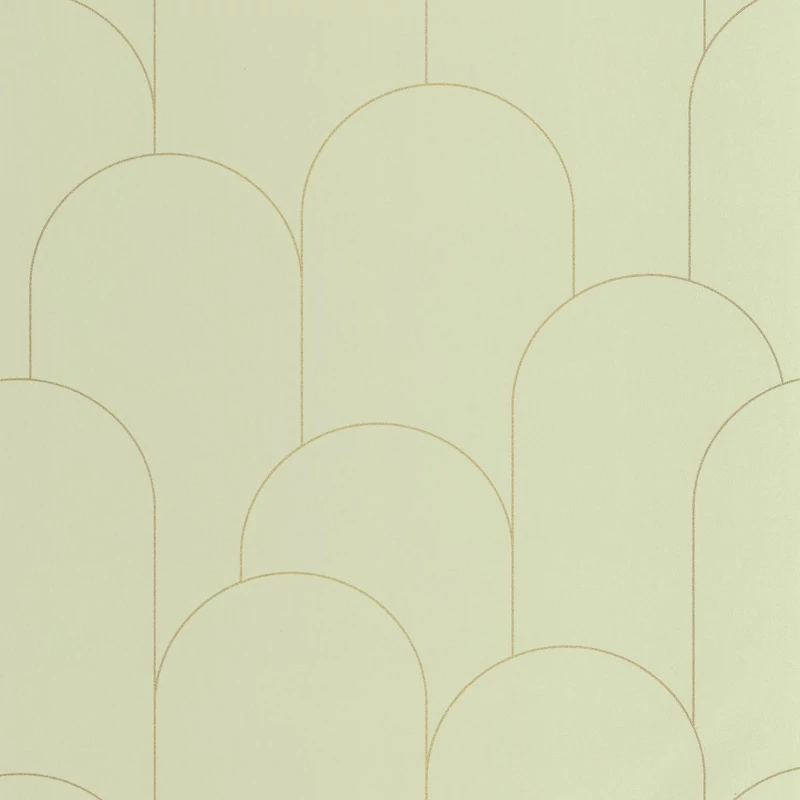 Caselio Elegáns art deco mandulazöld vinyl tapéta Ornament Vert Amande Dore 53 cm X 10 m