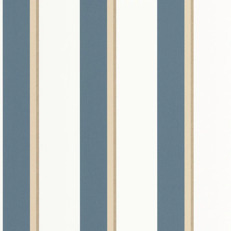 Caselio Elegáns csíkos kék vinyl tapéta barnaszegéllyel Linear Bleu 53 cm X 10 m